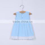 MGOO Imported Cotton Children Sleepwear Dress Blue Plain Sleeveless A Line 2 Years Old Dress CS014 thumbnail-4