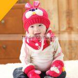 TC13004 Latest Fashion Baby Knitted Beanie Hat With Winter Warmed Scarf and String Mittens thumbnail-3