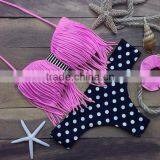 Women Sexy Two Pieces Swimwear Swimsuit Beach Wear Halter Fringe Floral Print Bikini Set NP000004 thumbnail-4