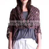 OEM Supplier Fashion Alpaca Shawl Scarf Open Wave Knitted Ladies Cape thumbnail-2