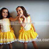 2016 Girls Boutique Dress Children Yellow Lace Dress Baby Pretty Princess thumbnail-3