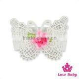 Charming Kids White Lace Heart Flower Newborn Baby Girl Wedding Elastic Headband Toddler Hair Gift Sets thumbnail-5