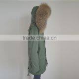 Myfur Long Parka With Detachable Raccoon Fur Hood Navy Fur Trimmed thumbnail-3