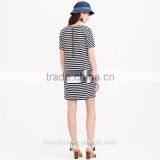 High Quality Short Sleeve Stripe Tee Dress Wholesale Shift Dresses Women thumbnail-4