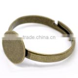 Adjustable Antique Bronze Ring Base Blank Glue-on 18.3mm Ring Setting
