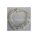 Silver Color Rhinestone Casting Beads Jewelry Beaded Pearl Necklaces for Gift 18g