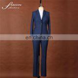 Ladies Blue polyester wool designer pants suits business suits