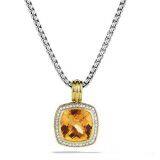 Sterling Silver Jewelry 14mm Albion Pendant with Citrine in gold plated(P-026)