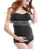 2020 Fashion OEM Ladies Sling Sexy Split Solid Color Maternity Dress Swimsuit Pregnant Women's Printed Bikini Beachwear Swimsuit thumbnail-2