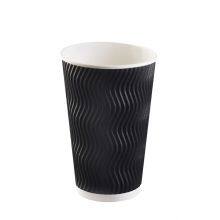 Disposable Ripple Coffee Paper Cups Triple Wall Paper Hot Drink Cups Large Stock thumbnail-1