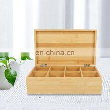 Large Wooden Tea Organizer Box 8-Slot 100% Handmade Craft Eco-Friendly Natural Decor thumbnail-1