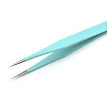 Colorful Makeup Eyelash Tweezers High-quality Stainless Steel Acid and Alkali Resistant Blue Straight Head Tweezers Sticker thumbnail-2