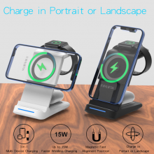 12V New Magnetic 15W Three-in-one Wireless Charger Multi-in-one Mobile Stand for Fast Wireless Charging thumbnail-5