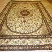 9x12ft/274x366cm Beige Color Hand Knotted Silk Persian for Sitting Room thumbnail-2
