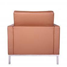 Florence Knoll Style Tufted Leather Armchair, Modern 1-Seater Sofa Chair With Stainless Steel Base for Living Room Hotel thumbnail-3