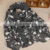 Wholesame Cotton Flower Embroidery Designs Women Hijab Scarf thumbnail-4