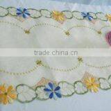 100% Polyester Table Runner With Yellow/blue Flower Embroidery Houseware Household Textile