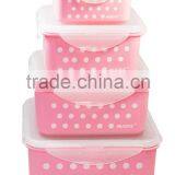 PP Food Grade Food Container Set BPA Free Pink Polka Dot Storage Container Lunch Box Round Square Rectangle thumbnail-3