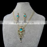 crystal necklace jewelry and gold earring models sets 18k gold plated jewelry set