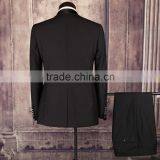 High Quality Perfect 100% Wool Slim Fit Black Indian Wedding Txuedo Suit for Men thumbnail-2
