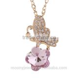 2015 HOT designed female crystal necklace butterfly flower female beautiful neclace