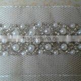 100% Handmake Pearl Beaded Trim Pearl Lace Trim Wedding Belt For Ladies Salwar Kameez Design