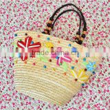 Candy color fluorescent pu leather edge stitching 2014 latest lady's designer straw handbag