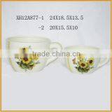 Coffee Cup Style Cheap Ceramic Sunflower Patterned Pots