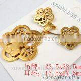 custom laser cut flower shape stainless steel cubic zirconia jewelry set