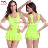 Skirt Cover Belly Thin Waist Siamese Swimsuit Sey Girls Gather Spa Conservative Swimwear thumbnail-2