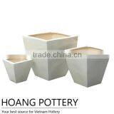 White Square Ceramic Plant Pots Indoor Decor