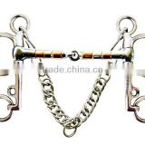 Stainless steel horse Pelham bit with hooks&curb chain,(Type-04)