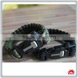 Outdoor Camping Steel Shackle Rope Buckle Whistle Gear Flint Fire Starter Scraper Survival Bracelet thumbnail-1
