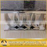 Silver Stainless Steel Restaurant Dining Table With Marble Top thumbnail-5