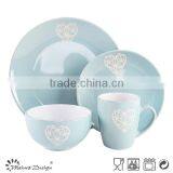 China Ceramic Diamond Heart Emboss Dinnerware Set