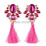 Bohemian Jewelry Rhinestone Gems With Alloy Plated Tassel Dangle Earrings thumbnail-3