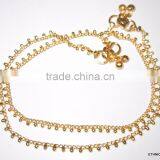 Gold TONE CHAIN PAISLEY DESIGN ANKLETS PAYAL Pair Foot Chain thumbnail-1