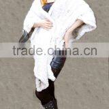 CX-B-28A 2016 Women Elegant White Cape Knitted Fashion Rabbit Fur Shawl thumbnail-5