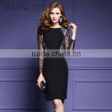 Maxnegio Fabric Pattern Frock With Lace Sleeve for Ladies thumbnail-3