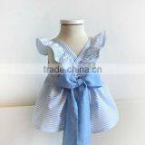 Newborn Fari Blue Stripe Baby Clothes Special Bowknot Girl Dresses Images of Baby Girl Summer Pinafore Dress thumbnail-3
