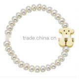 High End Freshwater Pearl Beads Steel Charm Bracelet Women White Pearl Beads Bracelets for Her Birthday Gifts thumbnail-4