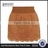 Wholesale OEM Services Crochet Mini Skirt For Ladies Lace Brown Mini Skirts With Wide Stretch Waistband thumbnail-1