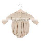 Long Sleeve Baby Clothes Wholesale Toddler Soild Color Bodysuit Baby Girls Linen With Peter Pan Boutique Romper thumbnail-2