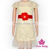 Popular Children Summer Skirt Short Sleeve Lace Floral Patterns Free Formal Lace Wedding Dress With Bow Blet thumbnail-2