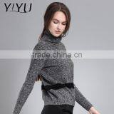 American Winter Autumn Women Turtleneck Color Block Cashmere Pullover Sweater thumbnail-2