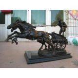 Life Size Bronze Horse Sculpture With Carriage Wagon for Street Decoration Sculptures thumbnail-2