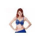 Jewelry Blue Belly Dance Bra With Sequin / Diamond For Belly Queen