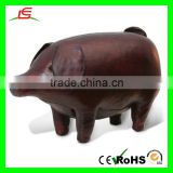 E089 Genuine Brown Pig in Leather Stuffed Animals