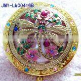 Dragonfly Decoration Gold Metal Pocket Cosmetic Mirror thumbnail-1