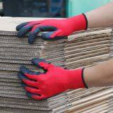 China Premium Factory 13G Polyester Liner Crinkle Latex Dipped Hand Gloves thumbnail-3